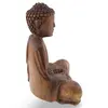 Statueta Buddha vintage din lemn sculptat manual, finisaj natural, 16cm, imagine 2