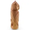 Suport creioane vintage din lemn sculptat manual, in forma de bufniță, 22cm, imagine 2