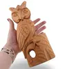 Suport creioane vintage din lemn sculptat manual, in forma de bufniță, 22cm, imagine 3