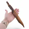 Cutit decorativ vintage din lemn sculptat manual, maner cu crocodil, 27,5cm, imagine 3