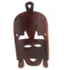 Masca africana vintage din lemn sculptat manual, cu doua fete laterale, 24cm, imagine 2