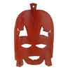 Masca africana vintage din lemn sculptat manual, rosie, cu doua fete laterale, 24cm, imagine 2