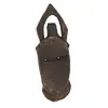 Masca africana vintage din lemn sculptat manual, model cu corn si detalii albe, 24cm, imagine 2