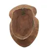 Masca africana vintage din lemn sculptat manual, model frunza si fata stilizata, 18,5cm, imagine 2