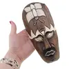 Masca africana vintage din lemn sculptat manual, decorata cu fluture alb, 20cm, imagine 3