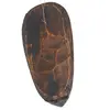 Masca africana vintage din lemn sculptat manual, decorata cu leu alb, 20cm, imagine 2