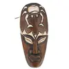 Masca africana vintage din lemn sculptat manual, decorata cu crab alb, 20cm