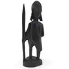 Statueta africana vintage din lemn sculptat manual, pescar cu sulita si peste, 16cm, imagine 2