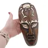 Masca africana vintage din lemn sculptat manual, decorata cu crab alb, 20cm, imagine 3