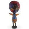Statueta africana vintage din lemn sculptat manual, colorata in nuante vii, 20cm