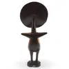 Statueta africana vintage din lemn sculptat manual, colorata in nuante vii, 20cm, imagine 2