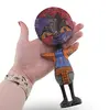 Statueta africana vintage din lemn sculptat manual, colorata in nuante vii, 20cm, imagine 3