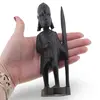 Statueta africana vintage din lemn sculptat manual, pescar cu sulita si peste, 16cm, imagine 3