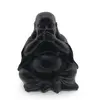 Statueta Buddha vintage neagra din rasina, gestul "nu vorbi raul”, 10cm