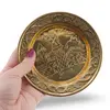 Farfurie decorativa vintage din alama gravata, peisaj egiptean, 12cm, imagine 3