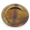 Farfurie decorativa vintage din alama gravata, peisaj tropical cu palmier, 10cm