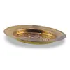Farfurie decorativa vintage din alama gravata, peisaj tropical cu palmier, 10cm, imagine 2