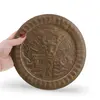 Farfurie rotunda vintage din alama gravata, scena cu palmieri si animale, 20cm, imagine 3