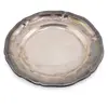 Farfurie rotunda vintage din metal argintiu, model cu margine ondulata, 18cm