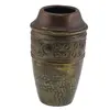 Vaza vintage din alama cu model floral in relief si textura ciocanita, 9cm