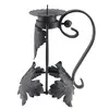Sfesnic vintage din fier forjat, model cu frunze decorative, 15,5cm