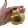 Vas vintage din alama, forma bombata cu gat larg, 7,5cm, imagine 3