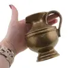 Vas mic vintage din bronz cu maner lateral, 11cm, imagine 3