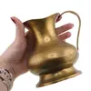 Carafa vintage din alama, forma bombata cu maner subtire, 12cm, imagine 3
