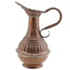 Carafa vintage din cupru cu gat decorat si maner curbat, 21cm