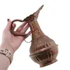 Carafa vintage din cupru cu gat decorat si maner curbat, 21cm, imagine 3