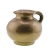 Vas rotund vintage din bronz cu gat scurt si maner lateral, 9cm