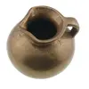 Vas rotund vintage din bronz cu gat scurt si maner lateral, 9cm, imagine 2