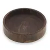 Bol rotund vintage mic din lemn sculptat manual, finisaj natural inchis, 12,5cm