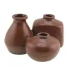 Set decorativ vintage din ceramica maro, trei vase unite