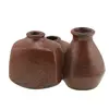 Set decorativ vintage din ceramica maro, trei vase unite, imagine 2