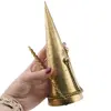 Stingator de lumanari vintage din alama, forma conica cu lant decorativ, 19,5cm, imagine 3