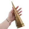 Stingator de lumanari vintage din alama, model con inalt cu snur rasucit, 25cm, imagine 3