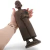 Statueta vintage din lemn sculptat manual, calugar in picioare, 27,5cm, imagine 3