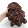 Masca decorativa vintage din lemn sculptat manual, model fata tripla, 28cm, imagine 3