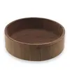 Bol rotund mediu vintage din lemn sculptat manual, finisaj natural inchis, 18cm