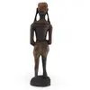 Statueta africana vintage din lemn sculptat manual, femeie cu vas, 33cm, imagine 2