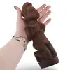 Statueta africana vintage din lemn sculptat manual, femeie in picioare, 20cm, imagine 3