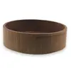 Bol rotund mediu vintage din lemn sculptat manual, finisaj natural inchis, 18cm, imagine 2