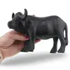 Figurina vintage din lemn sculptat manual, bivol negru, 17cm, imagine 3