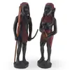 Set statuete africane vintage din lemn sculptat manual, barbat si femeie, 31cm