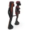 Set statuete africane vintage din lemn sculptat manual, barbat si femeie, 31cm, imagine 2