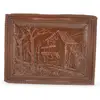Tablou vintage din cupru, peisaj rustic in relief, 30cm