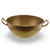 Vas adanc vintage din alama cu manere laterale, 31cm
