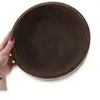 Bol rotund mic vintage din lemn sculptat manual, finisaj natural inchis, 22cm, imagine 3