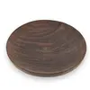 Farfurie rotunda vintage din lemn sculptat manual, finisaj rustic inchis, 10cm
